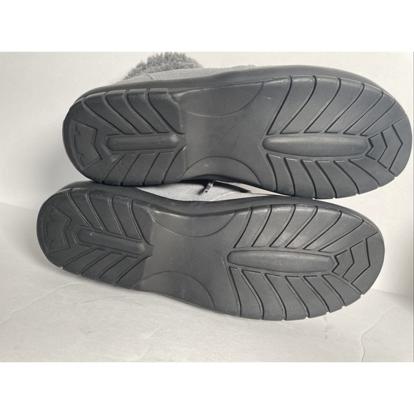 Heavenly Comfort Gray Sherpa Leather Suede Ankle Boots Size 7W Woman’s Booties - Picture 12 of 12